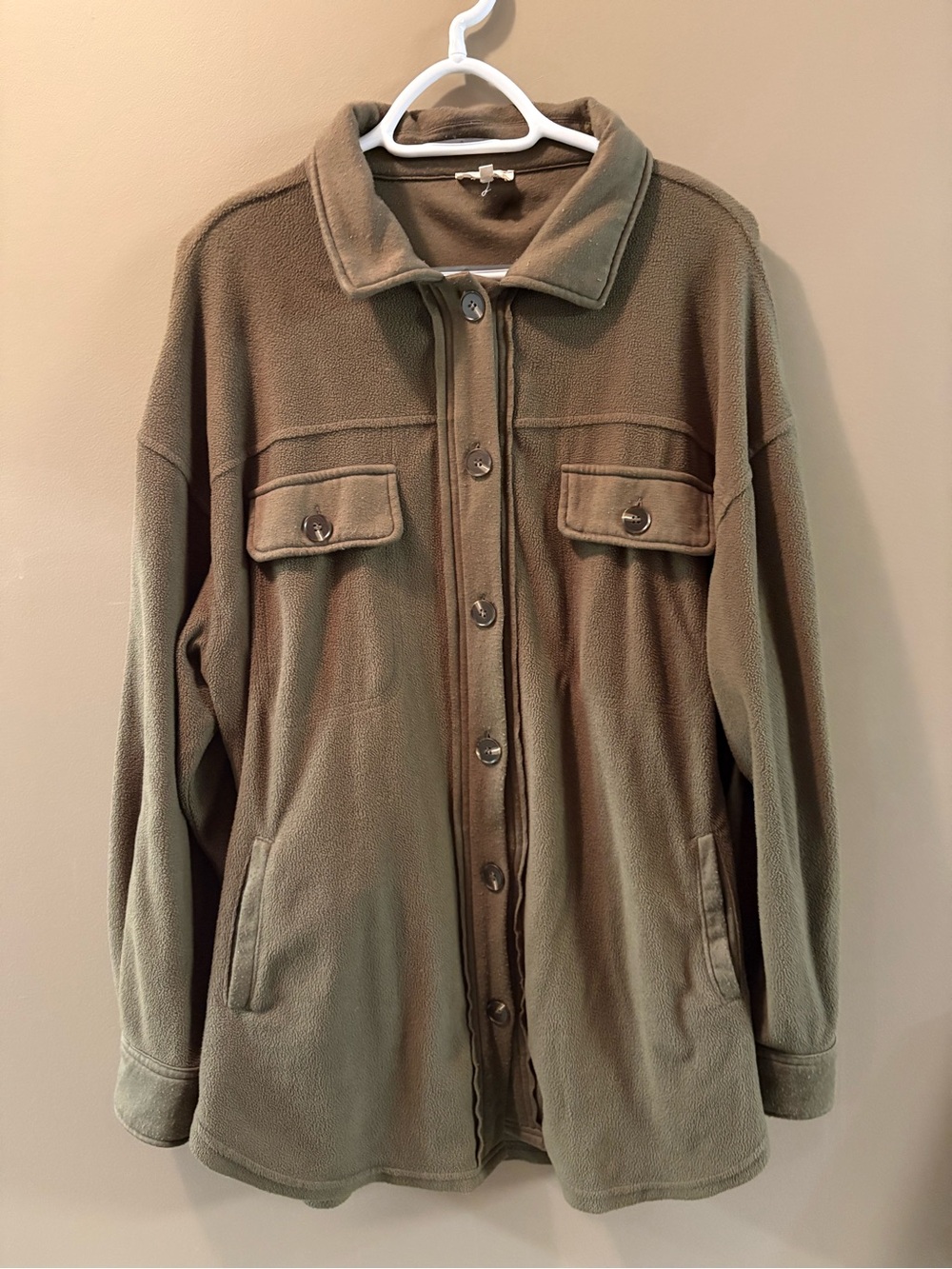Olive Green fleece shacket